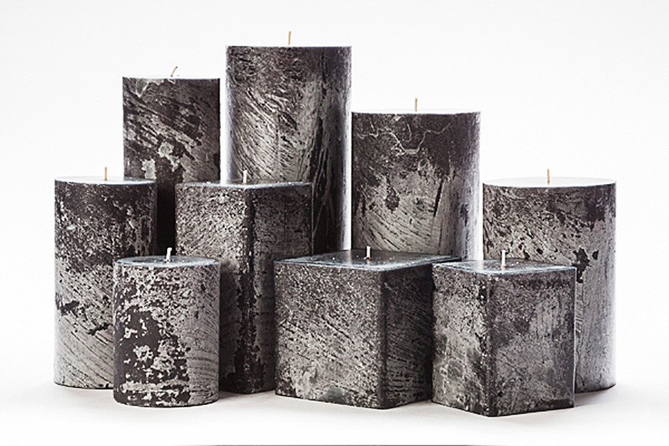 Black Frosted Pillar Candles