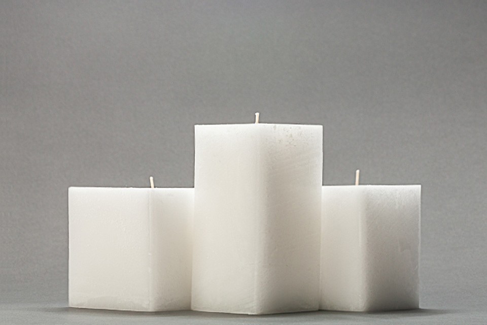 Frosted White Square Pillar Candles
