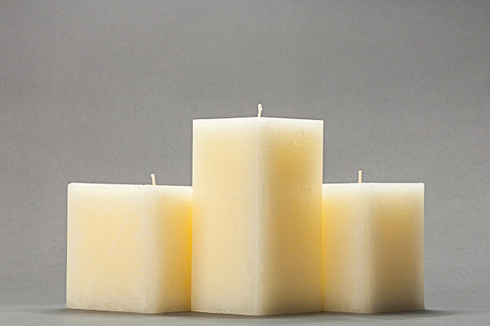 Frosted Ivory Square Pillar Candles