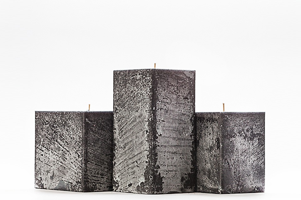 Frosted Black Square Pillar Candles