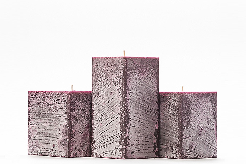 Frosted Purple Square Pillar Candles