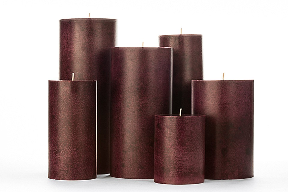 Purple Mottled Pillar Candles