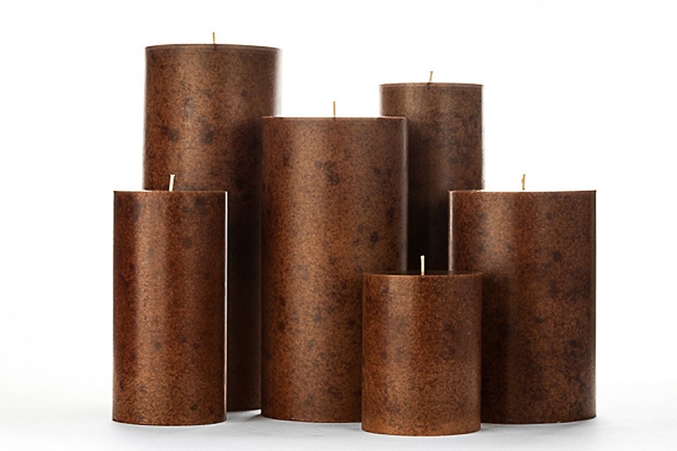 Brown Mottled Pillar Candles