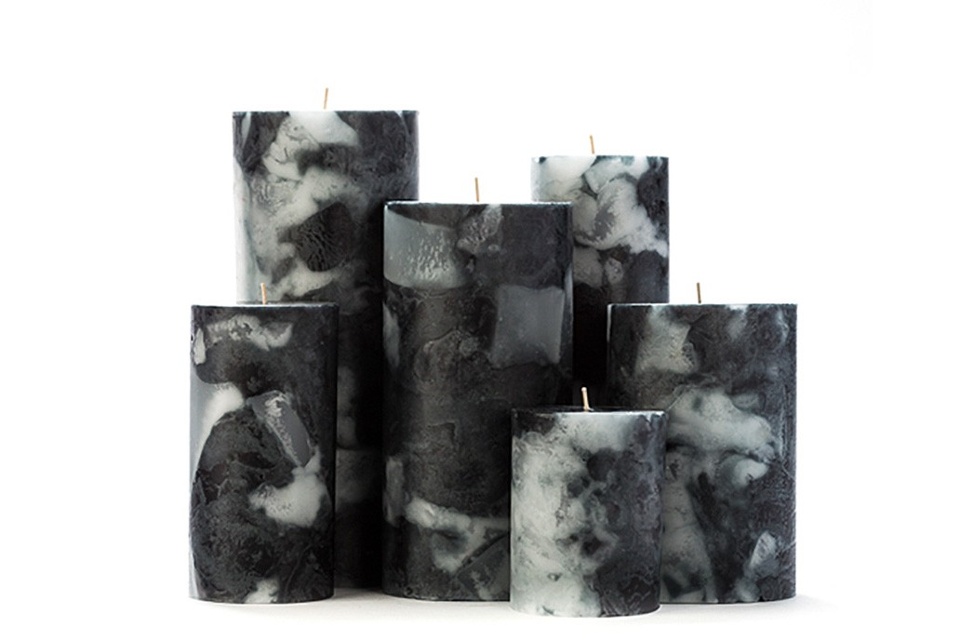 Marble Black Pillar Candles