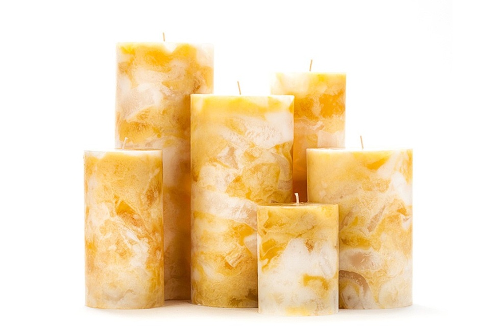 Marble Yellow Pillar Candles