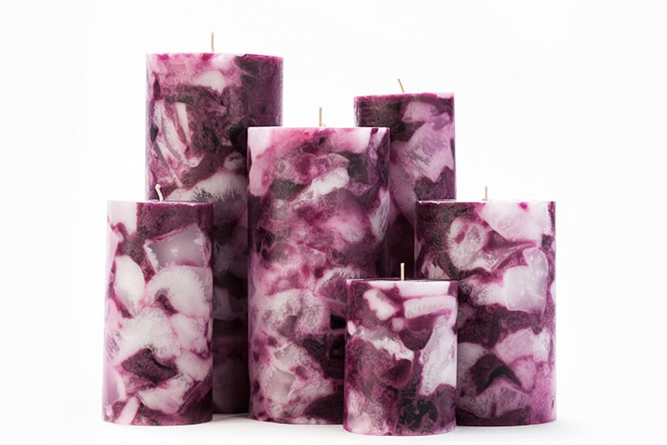 Marble Purple Pillar Candles