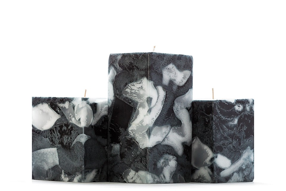 Black Marble Square Pillar Candles