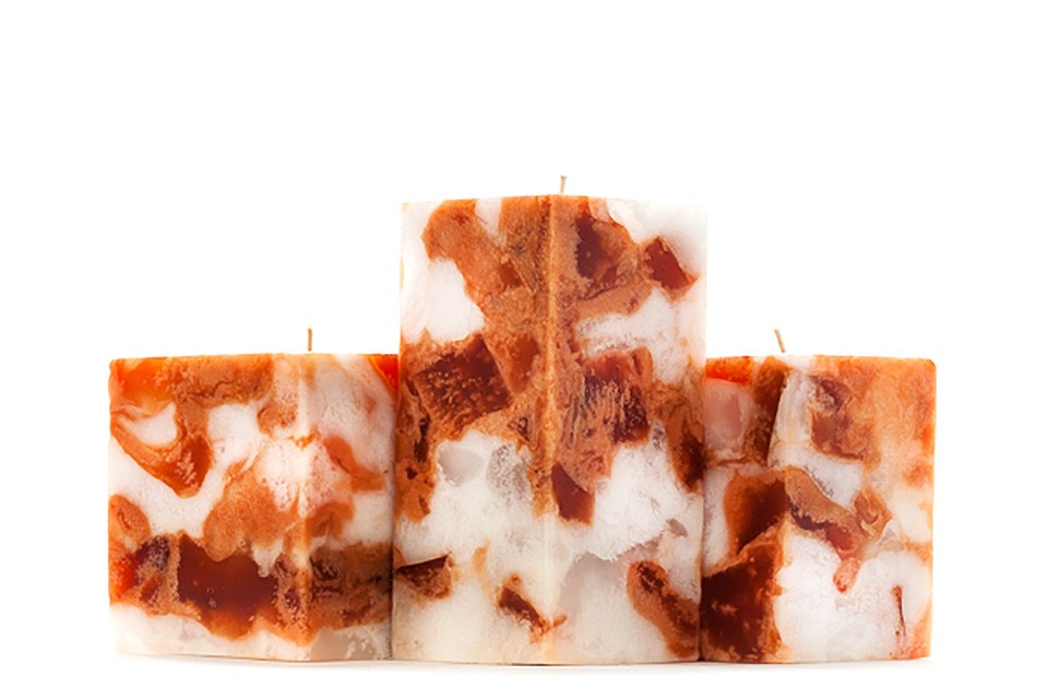 Orange Marble Square Pillar Candles