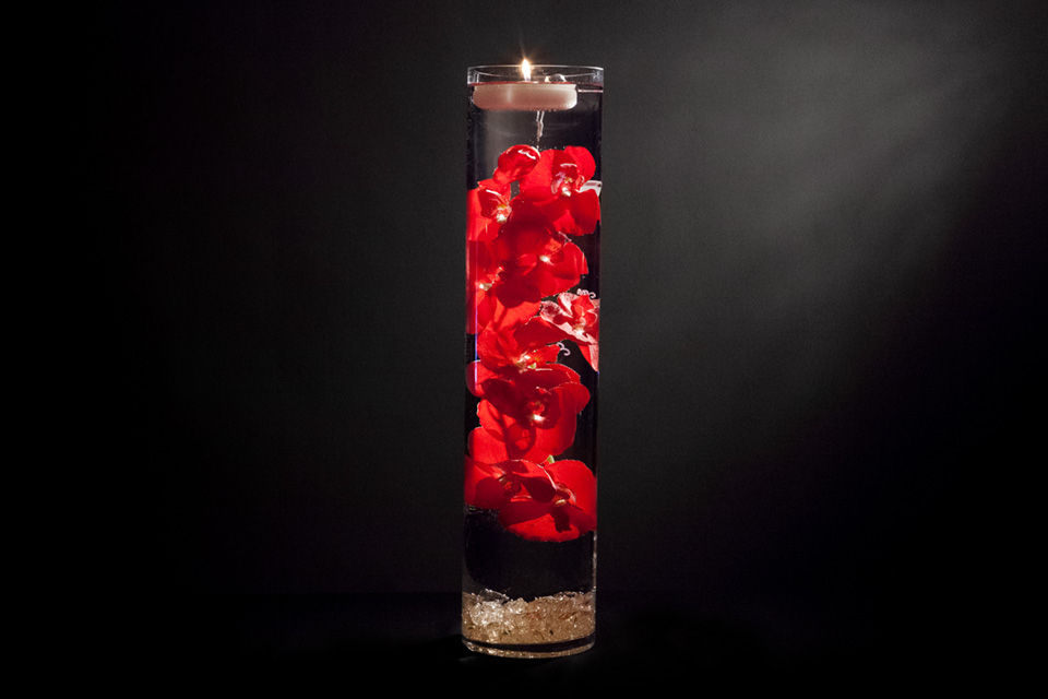 Floral Centerpiece with LED Lights and Floating Candles