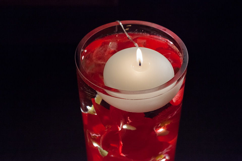 Floral Centerpiece with LED Lights and Floating Candles