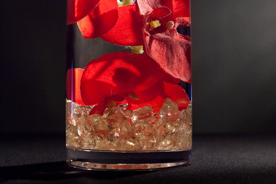 Red Floral Centerpiece with LED Lights and Decorative Gems