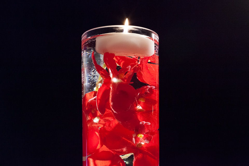 Floral Centerpiece with LED Lights and Floating Candles