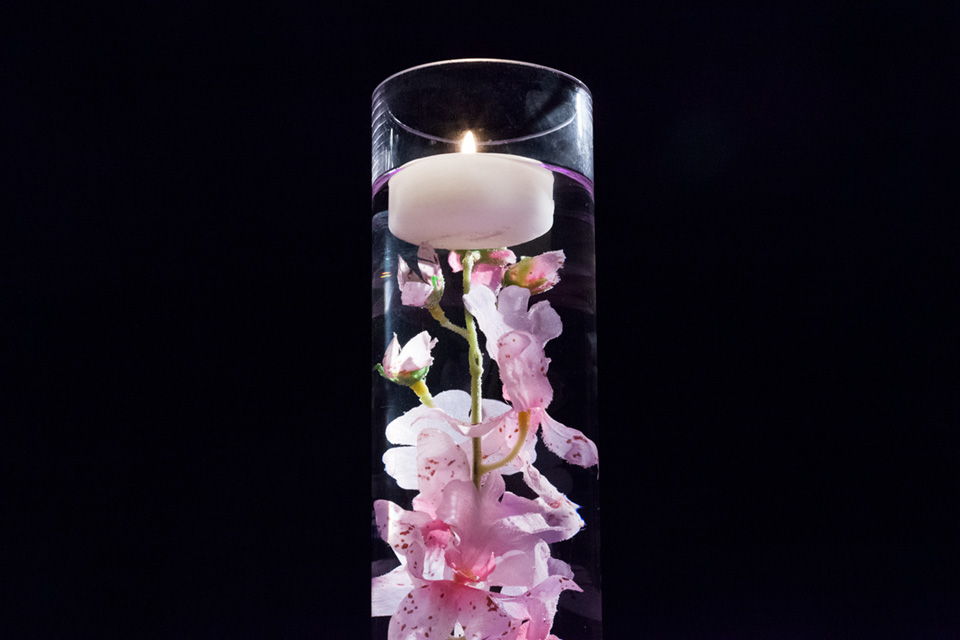 Floral Candle with Pink Flower - Clear Jar