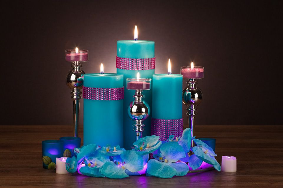 Turquoise and Hot Pink DIY centerpiece