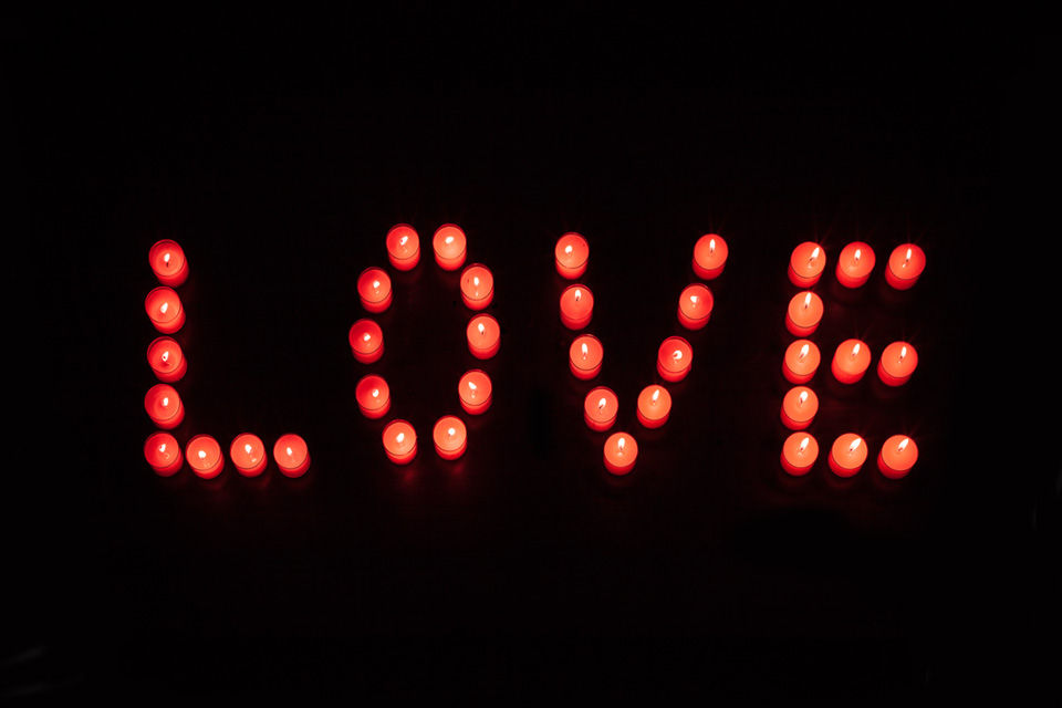 Write LOVE with candles!
