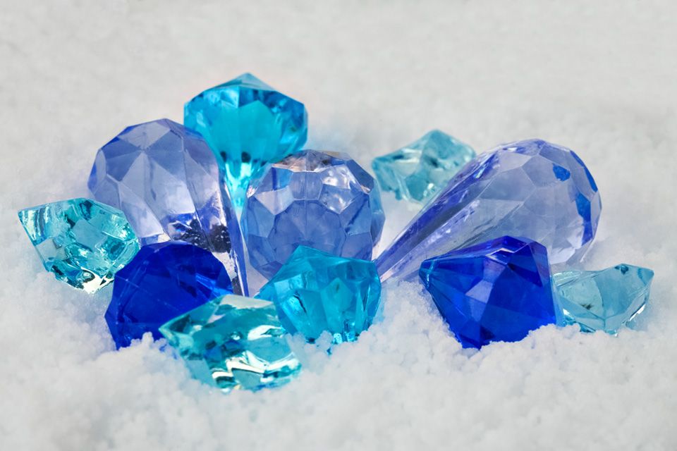 Blue Gems Decor On A Bed of Snow