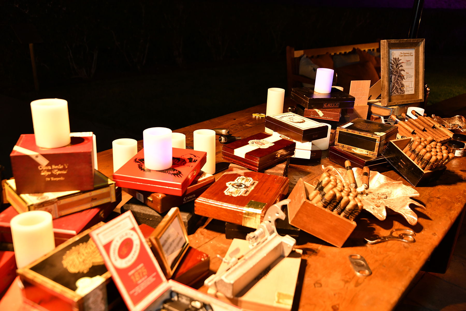 TOI Event Cigar Bar with Wax Luminaries