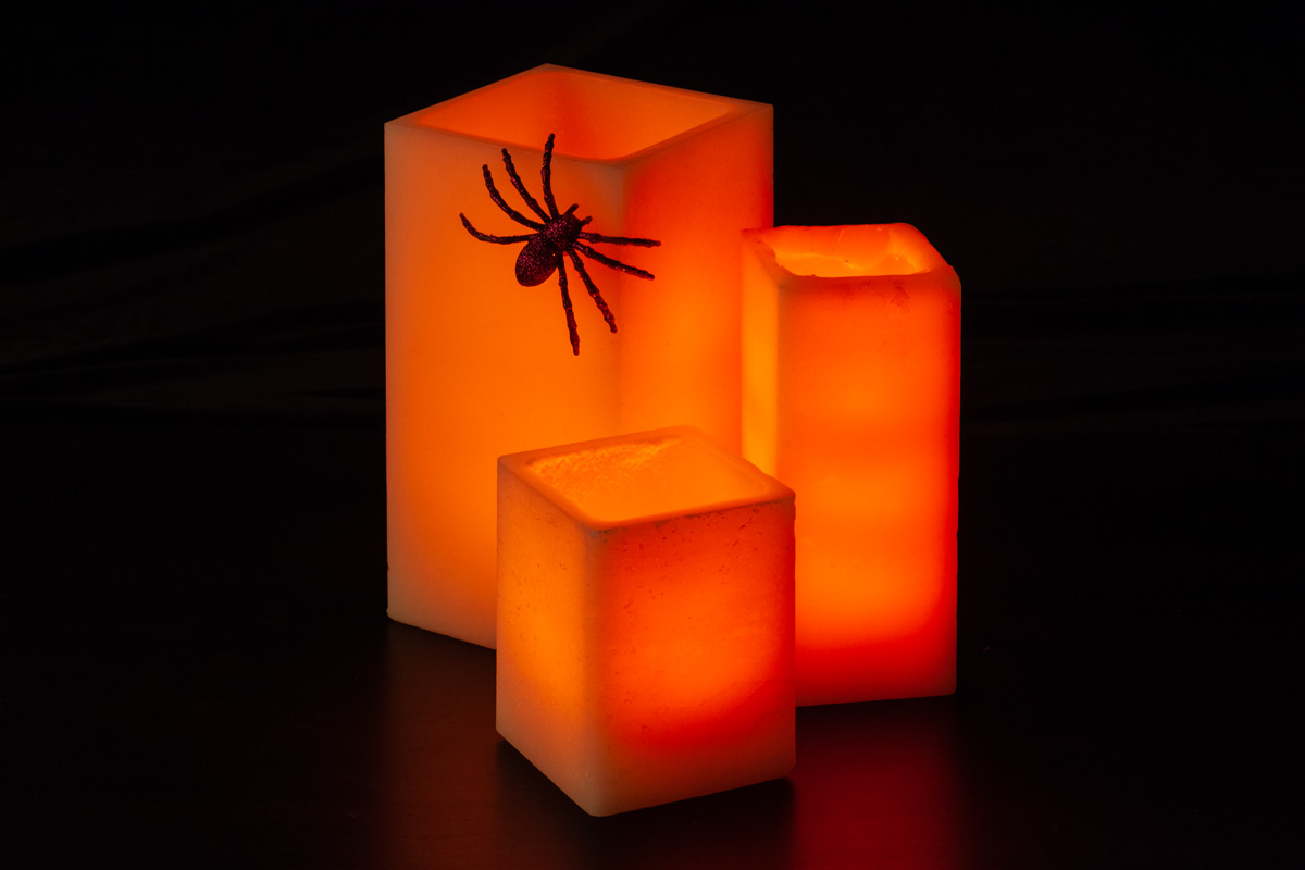 Spooky Orange Wax Luminary Display