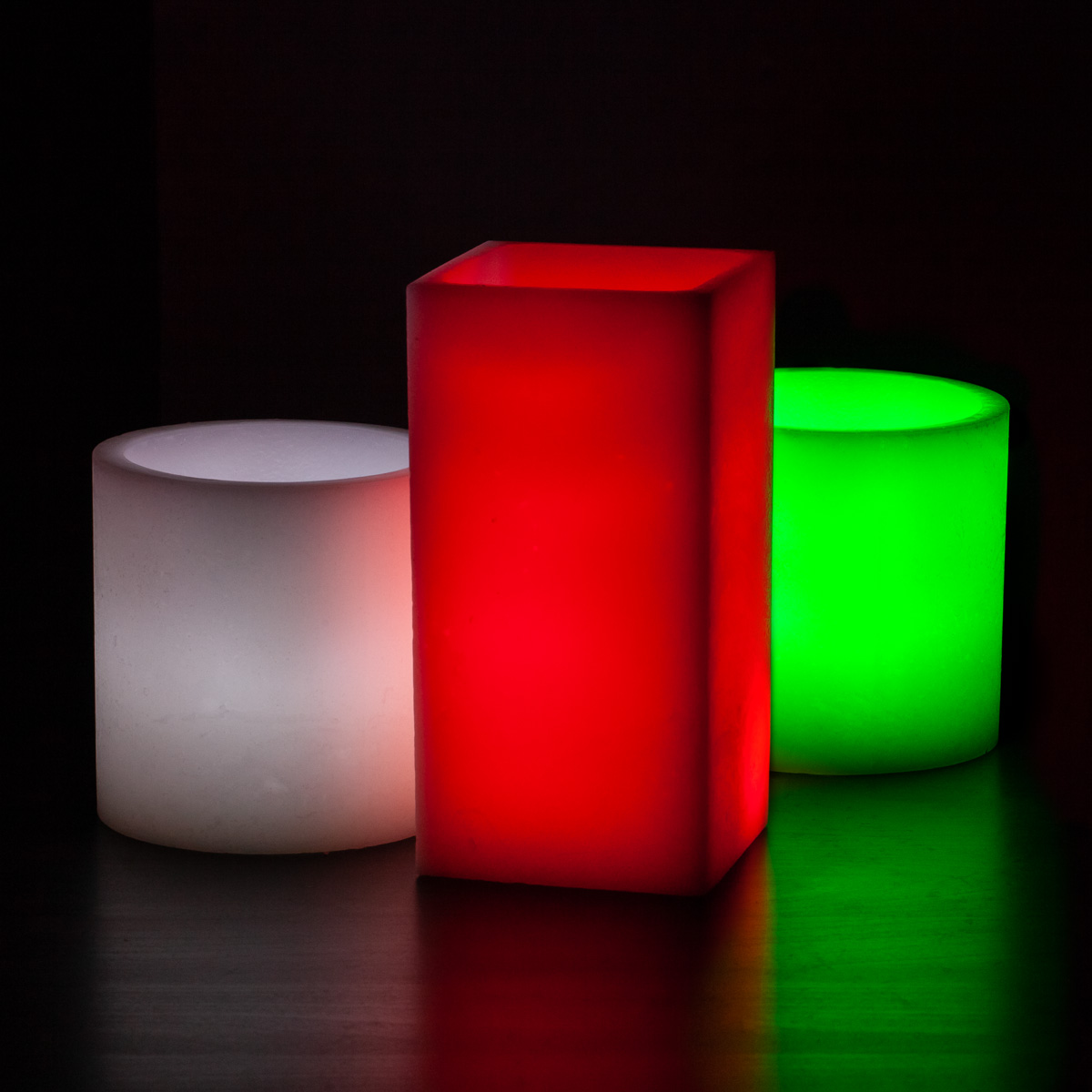 Red, Green and White Themed Wax Luminary Display
