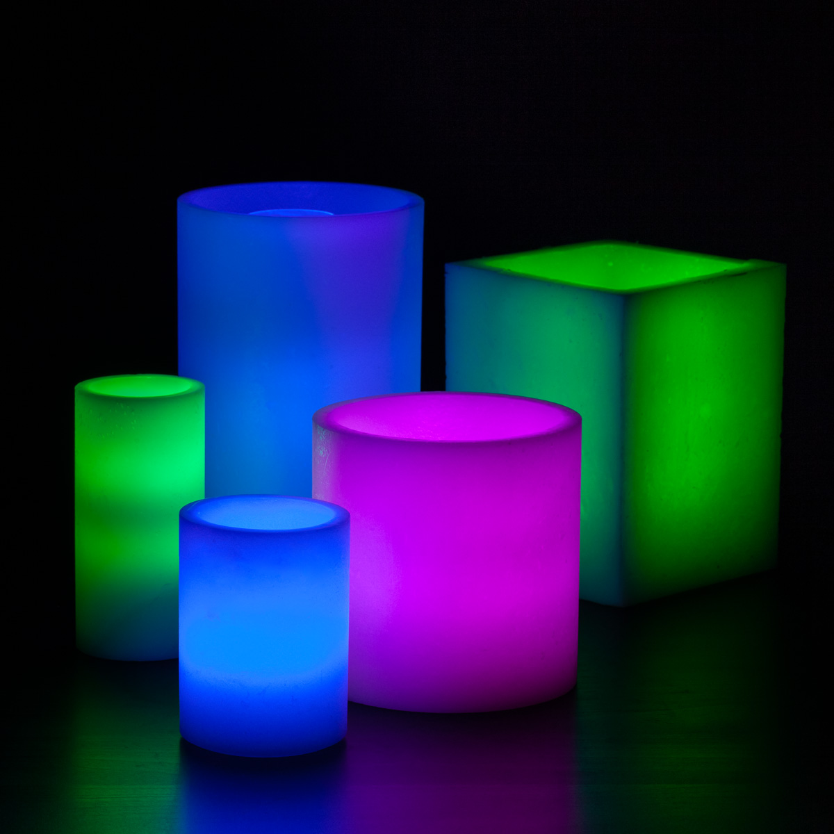 Blue, Purple and Green Themed Wax Luminary Cluster
