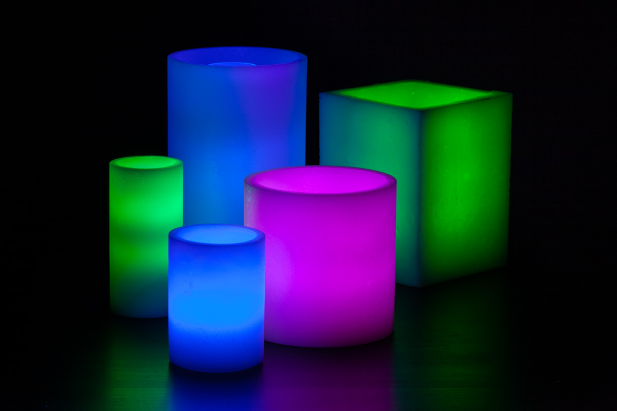 Blue, Purple and Green Themed Wax Luminary Cluster
