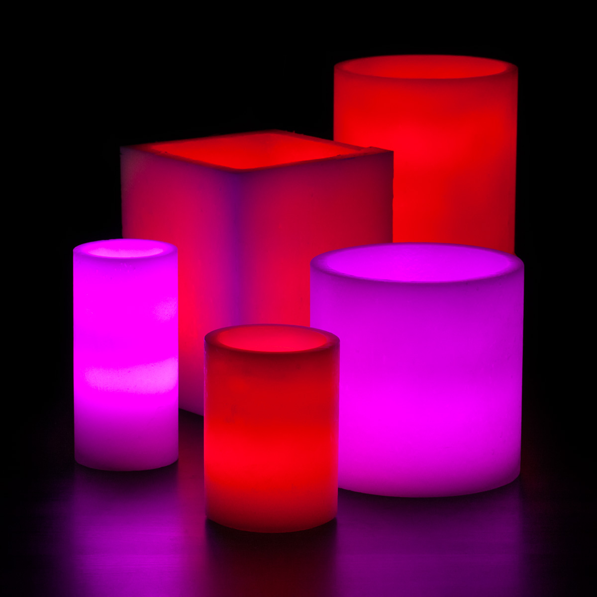 Red and Pink Themed Wax Luminary Cluster