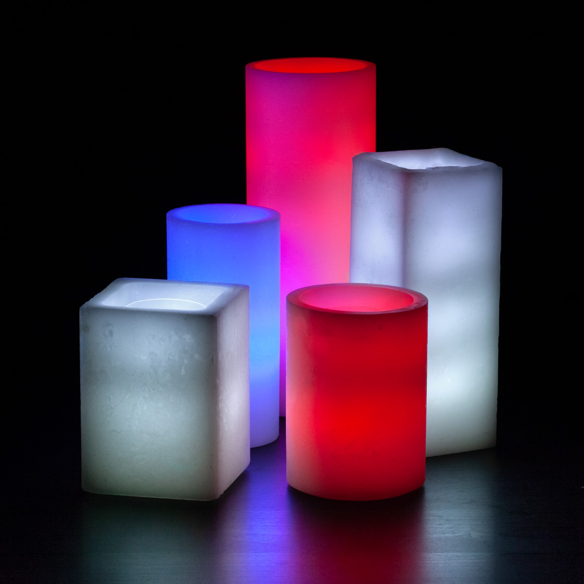 Red, White and Blue Themed Wax Luminary Cluster