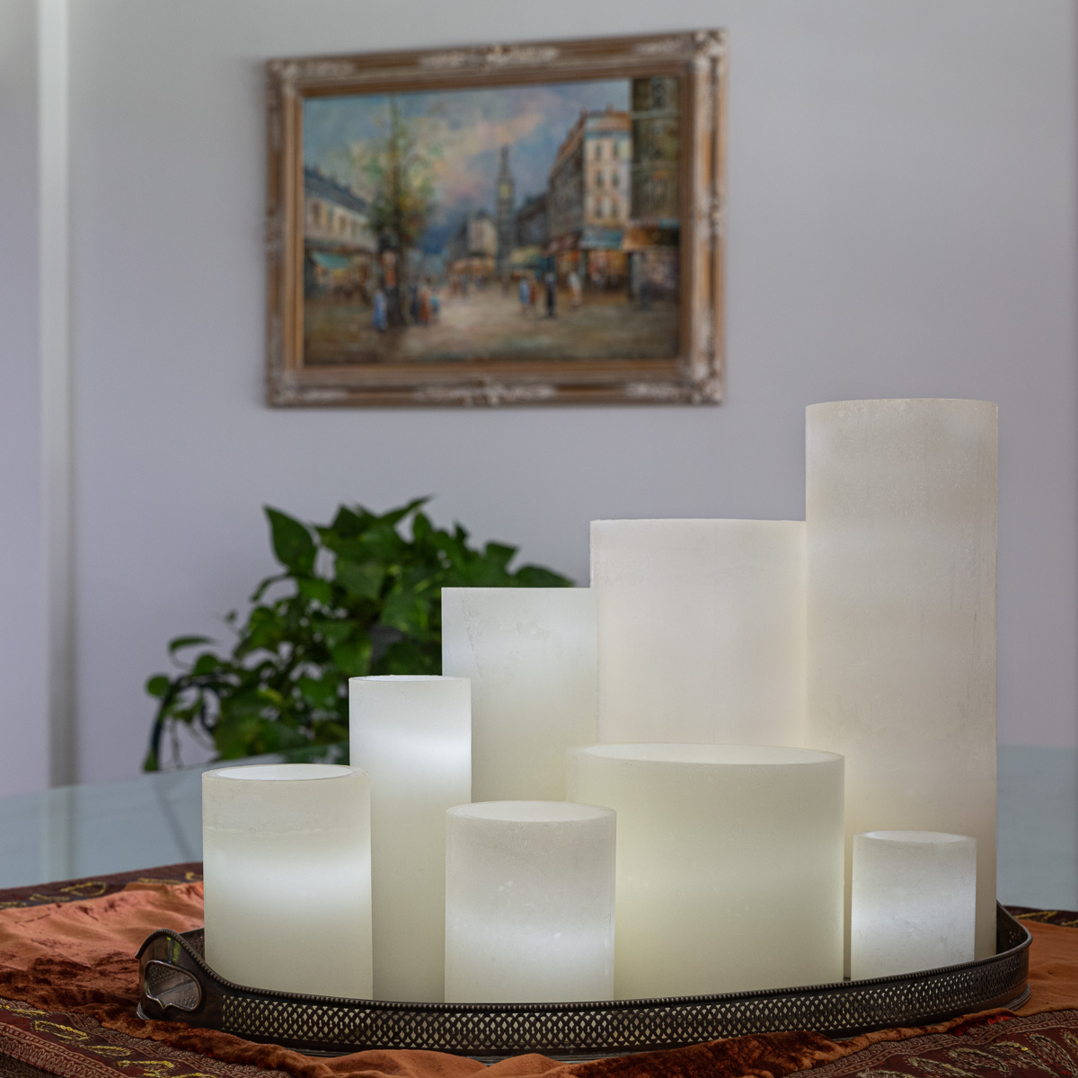 G5 Flameless Pillars Dining Room Centerpiece Cluster