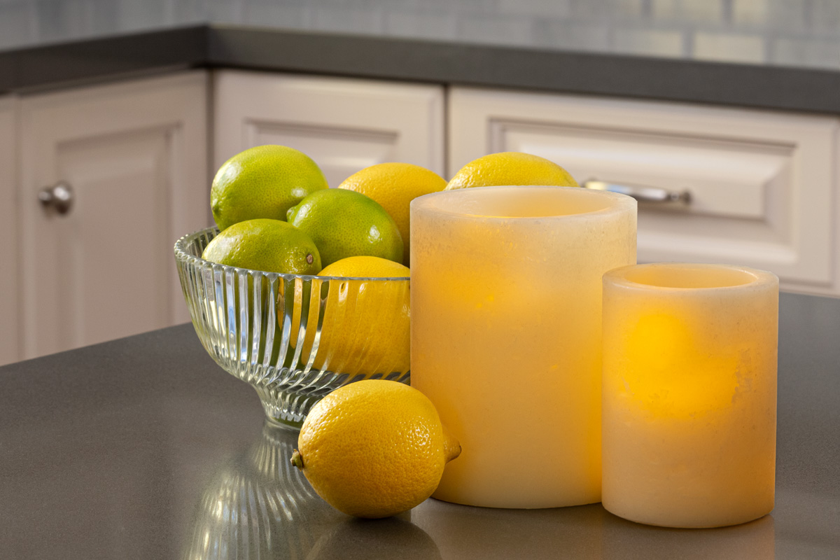 G5 Flameless Square Pillar Candles - Citrus Kitchen Decor