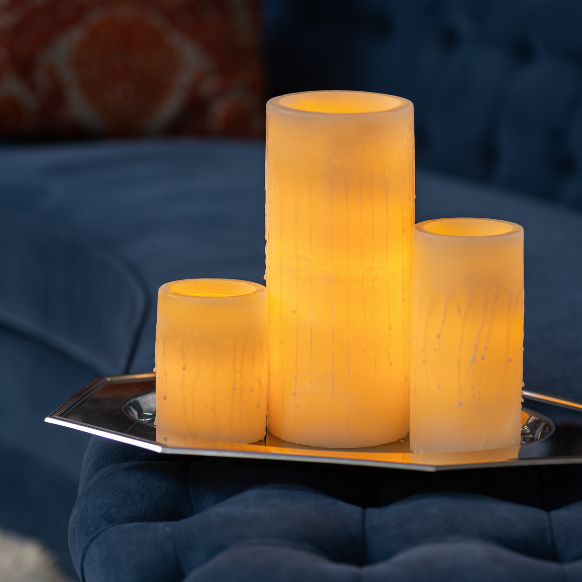 G5 Flameless Pillars Natural Drip Finish