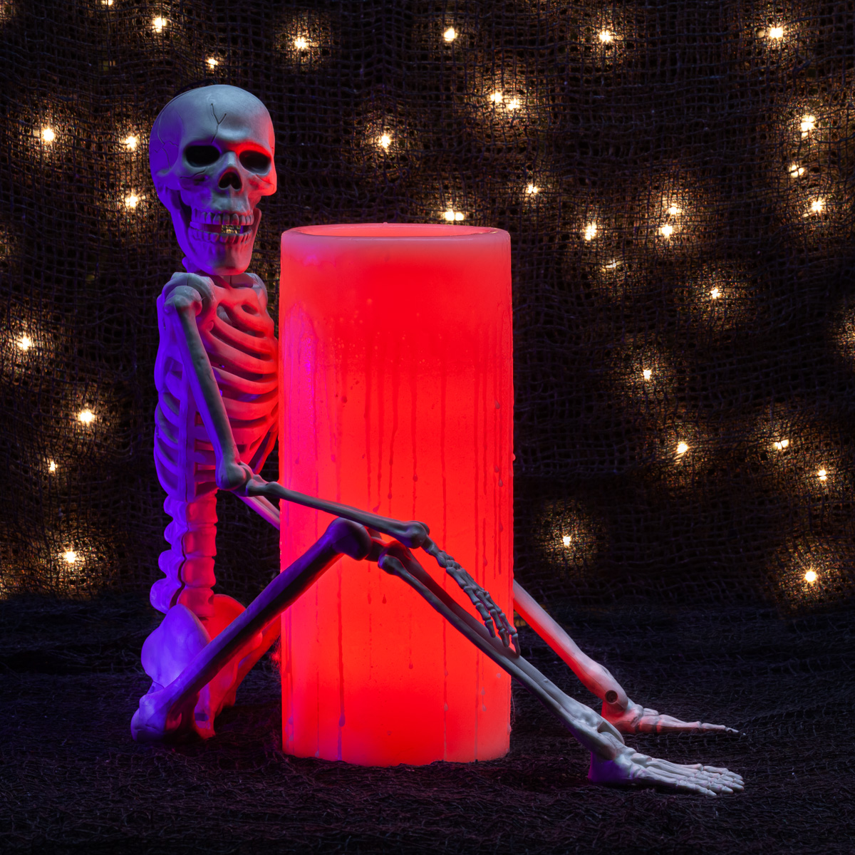 Skeleton Chillin' with a G5 Flameless Candle