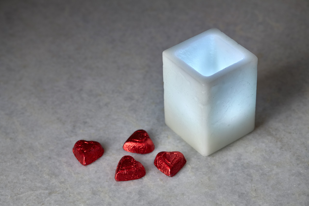 Valentine Candles with Heart Chocolates