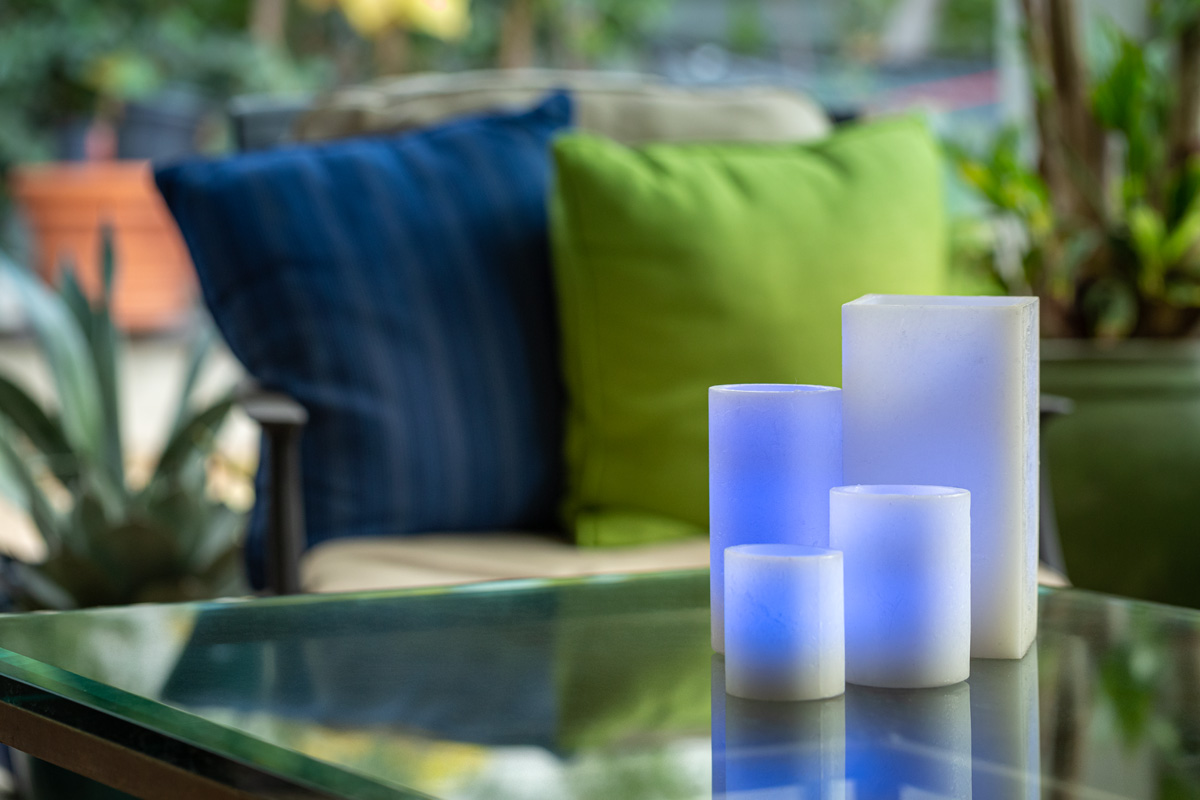 Blue Illuminated Wax Luminary Table Decor