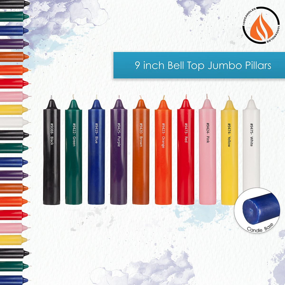 Bell Top 9 inch Jumbo Pillar Candles