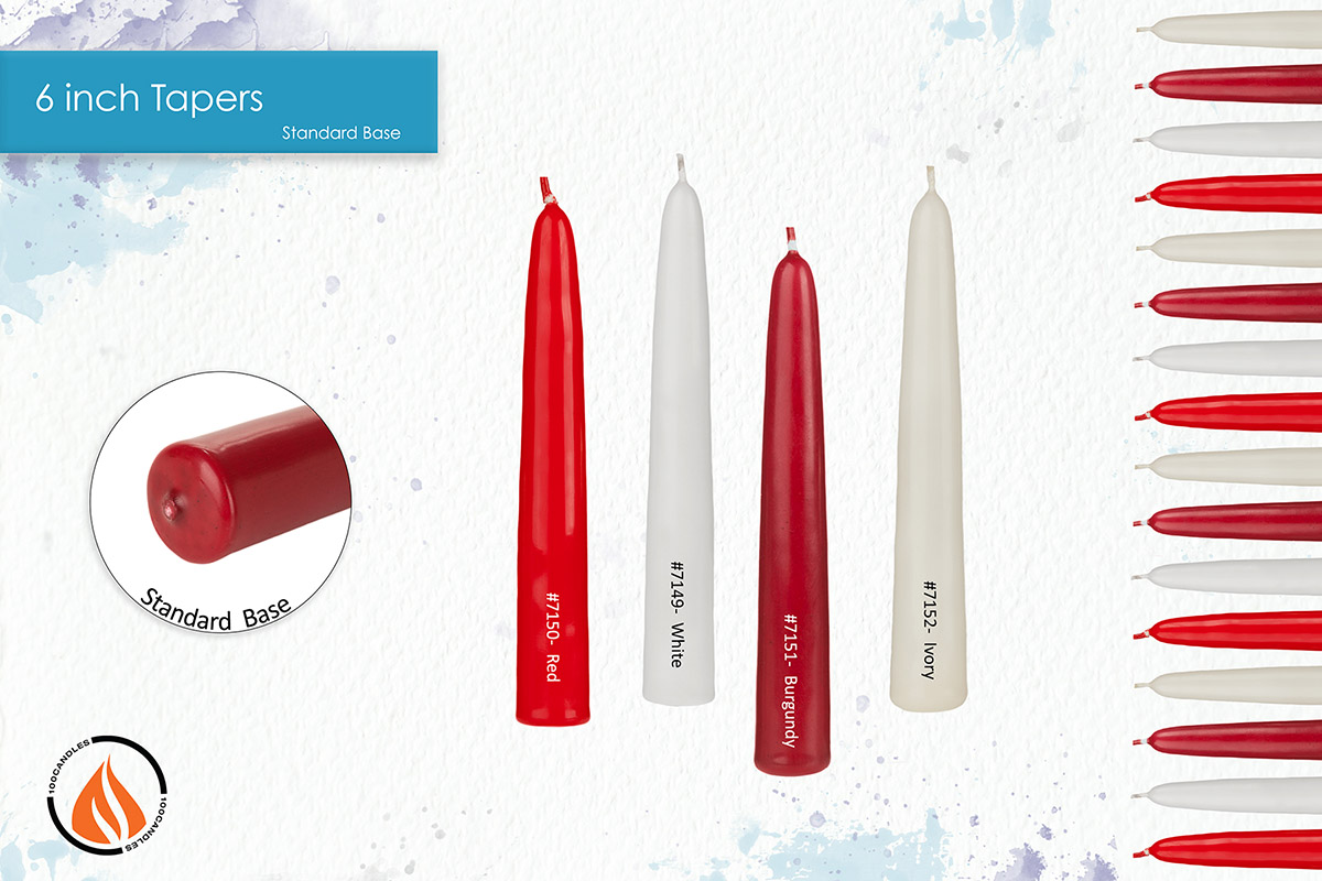 Standard Base - 6 inch Taper Candles