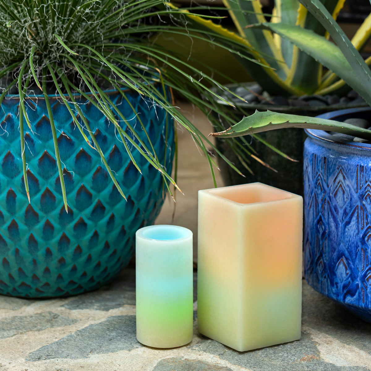 Art Deco Illuminated Wax Luminary Garden Decor