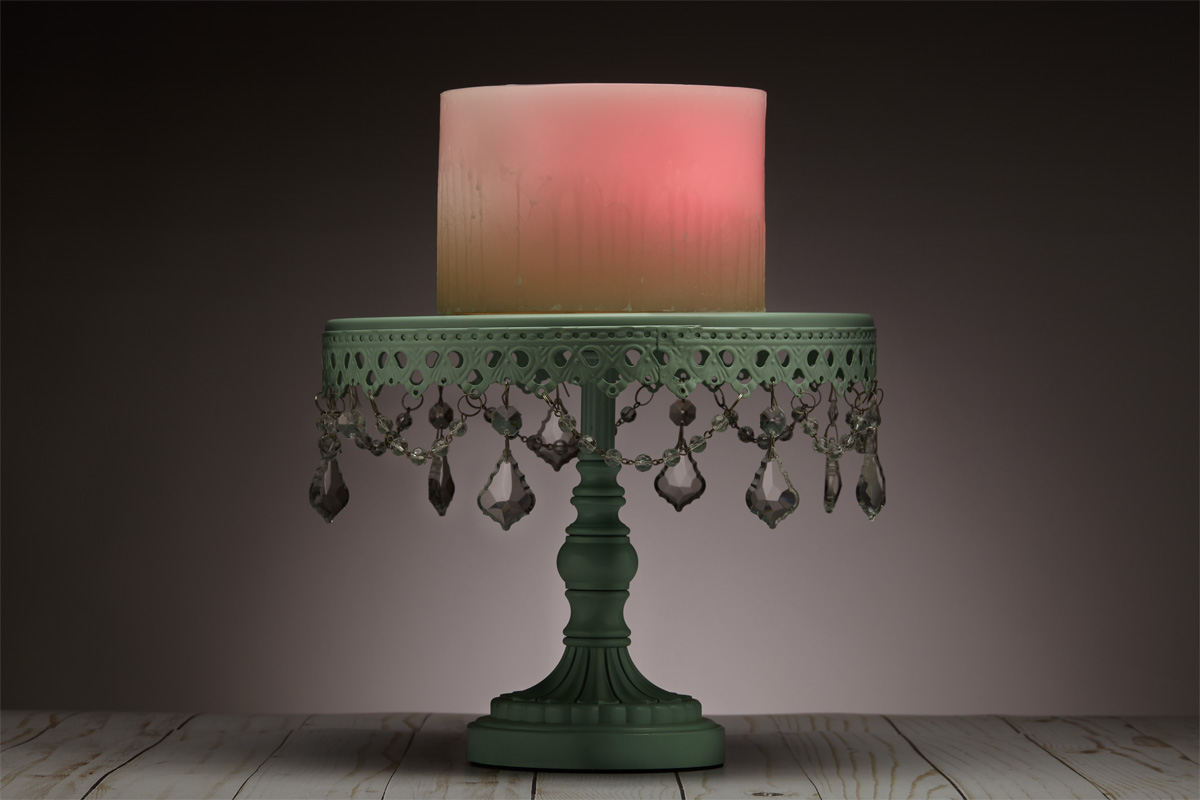 Pink Flameless Candle on a Pedestal