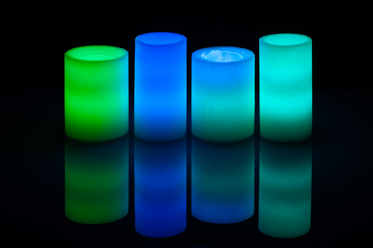 Multi Level Greens and Blues Wax Luminary Deco Art