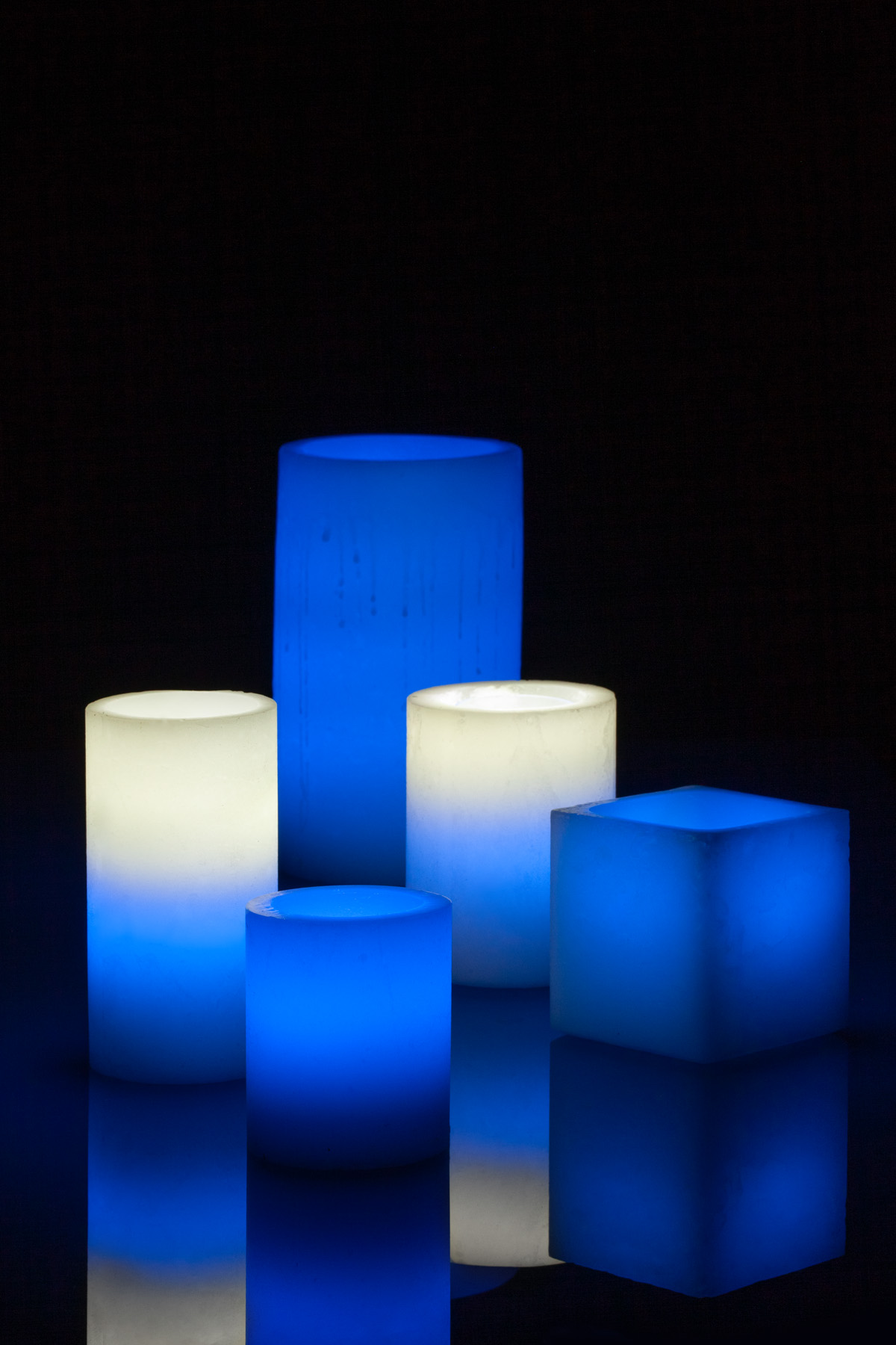 Blue and White Judah Wax Luminary Candle Deco Art