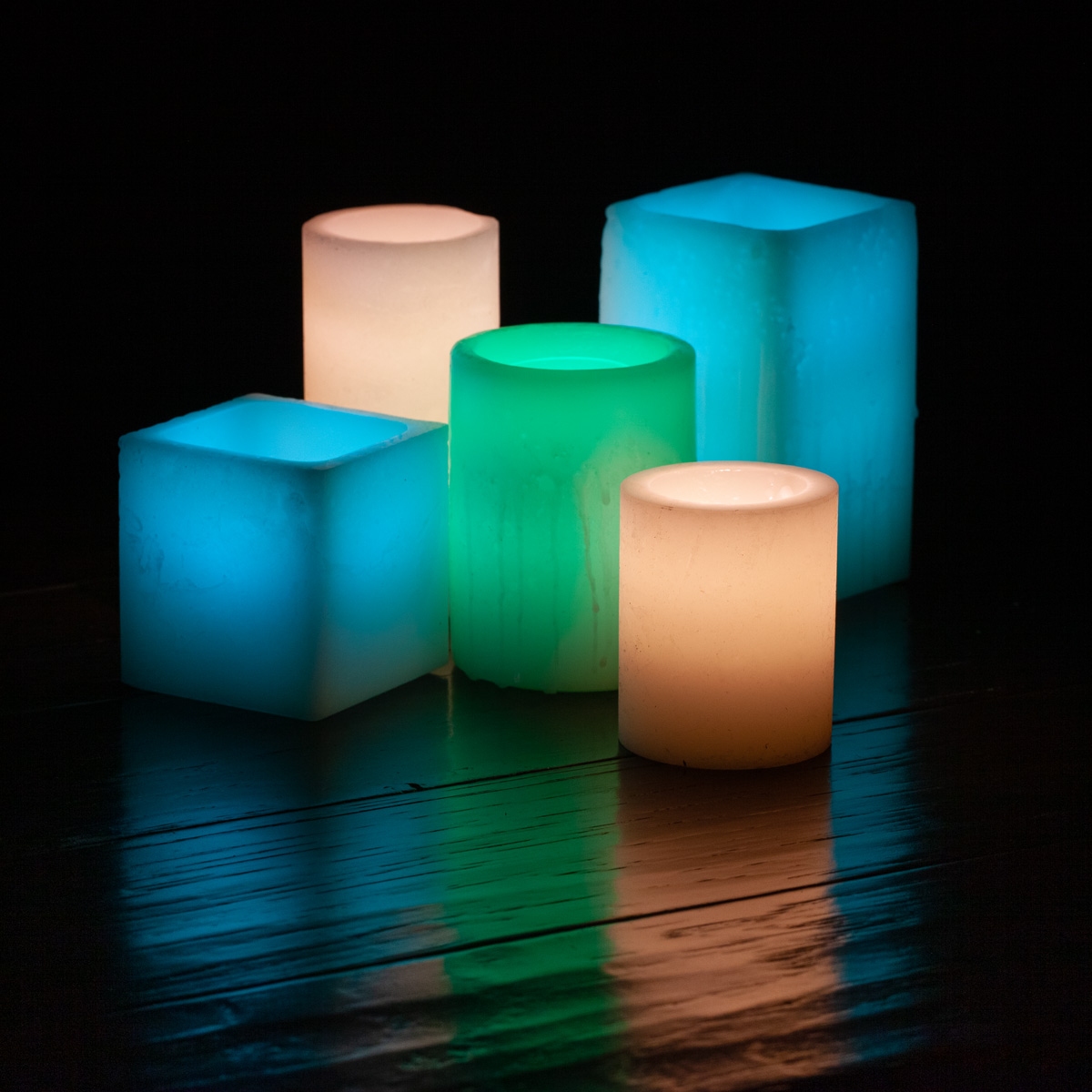 Cool Oceans and Skies Flameless Candles Cluster