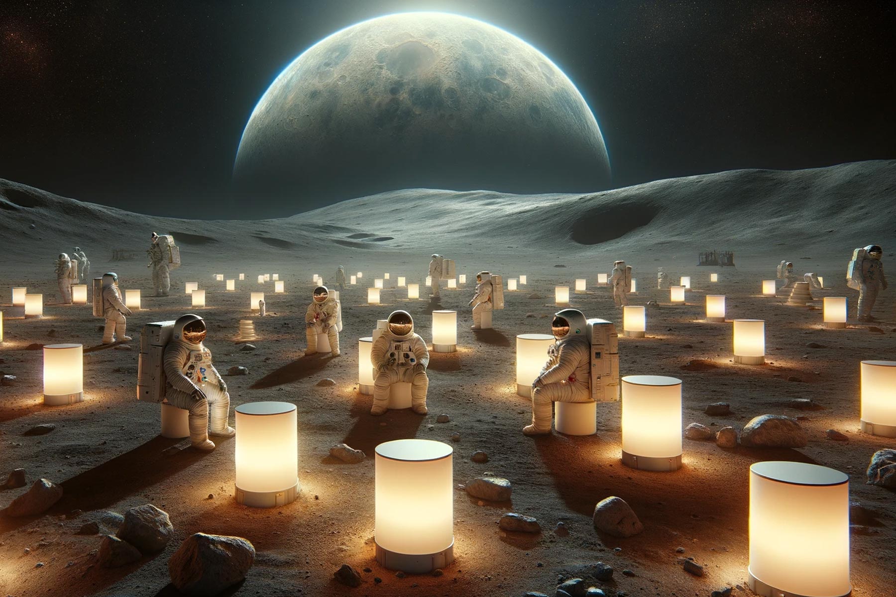 Lunar Assembly Under the Earthlight