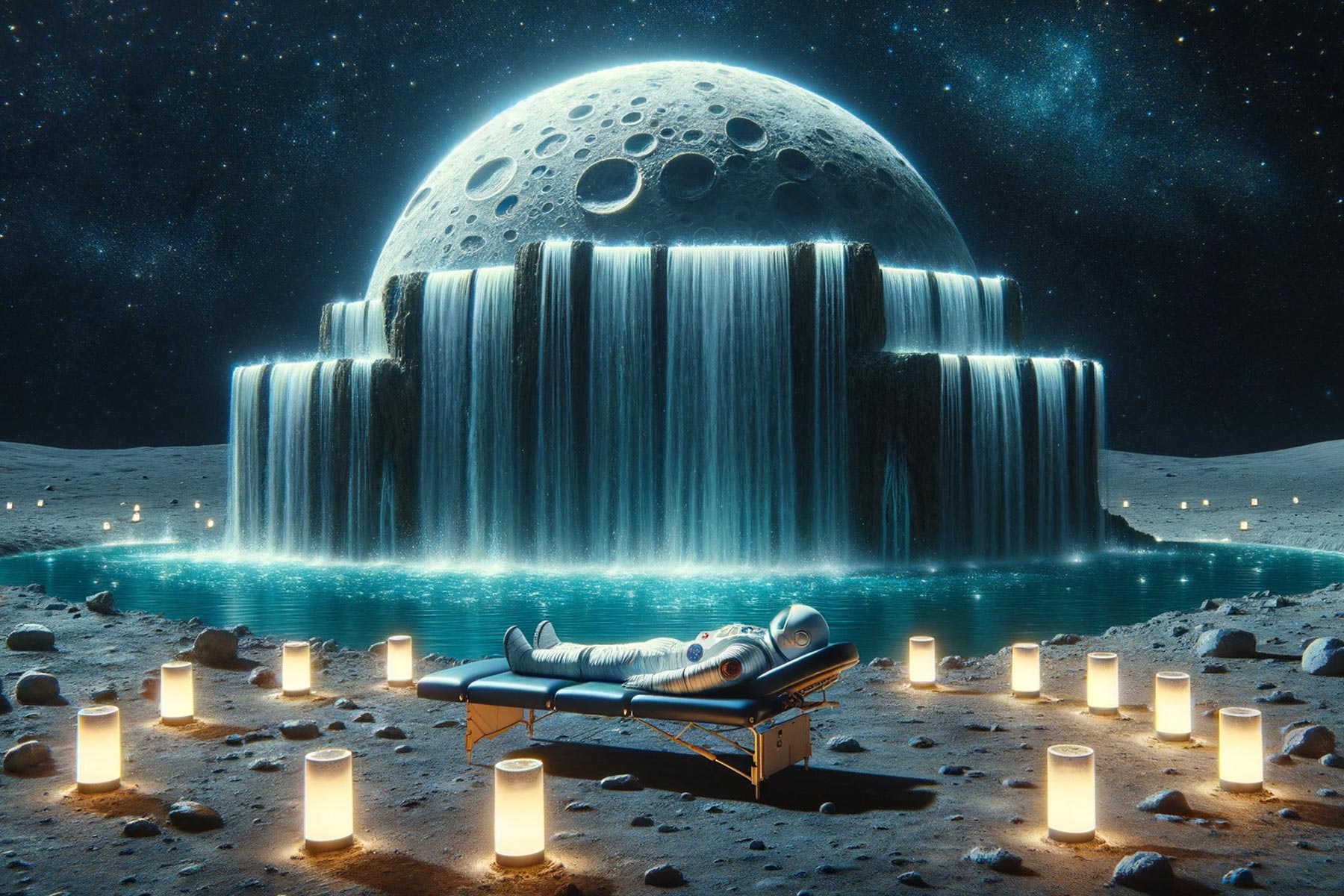 Lunar Waterfall Oasis