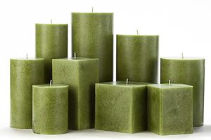 Green Mottled Pillar Candles