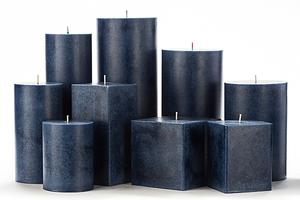 Blue Mottled Pillar Candles