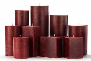 Red Mottled Pillar Candles
