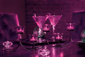Candelabra Centerpiece with Pink LED Lights