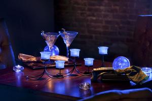 Candelabra Centerpiece with Blue LED Lights
