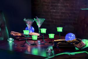 Candelabra Centerpiece with Green LED Lights
