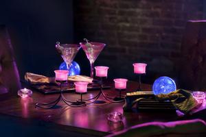 Candelabra Centerpiece with Purple LED Lights
