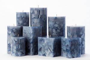 Blue Chunky Pillar Candles